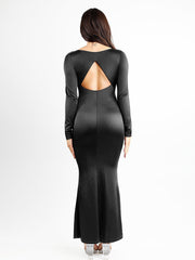 Shapewear Shine Long Sleeve Cut-Out Hourglass Maxi Dress