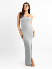 Shapewear Modal One Shoulder Front Slit Slimming Maxi Dress