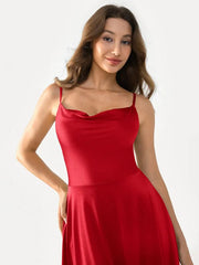 Shapewear Strappy Cowl Neck Tummy Control Flare Dress