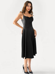 Shapewear Strappy Cowl Neck Fit & Flare Midi Dress