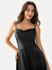 Shapewear Strappy Cowl Neck Fit & Flare Midi Dress