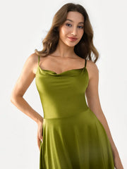 Shapewear Strappy Cowl Neck Fit & Flare Midi Dress