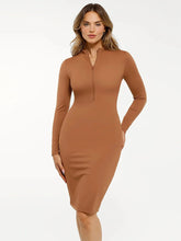 Redtag Thermal Shapewear Long Sleeve Mock Neck Midi Dress