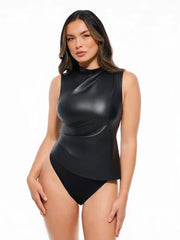 Sculpting 3-in-1 Faux Leather Bodysuit