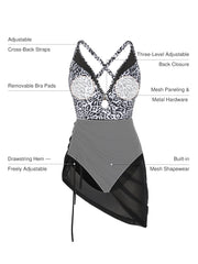 Sculpting Curve Mesh Skirt One-Piece Swimsuit