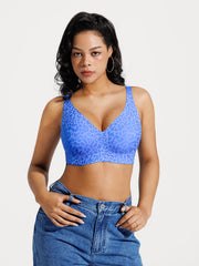 Seamless Wireless Jelly Leopard Contour Minimizer Support Bra