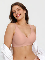 Seamless Wireless Jelly Leopard Contour Minimizer Support Bra