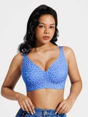 Seamless Wireless Jelly Leopard Contour Minimizer Support Bra
