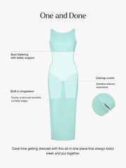 Shapewear Boatneck Draped Sculpting Maxi Dress