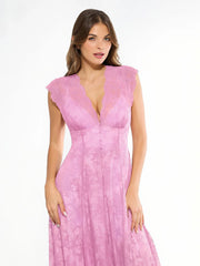 Shapewear Boho Floral Lace Front Slit Maxi Dress