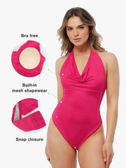 Shapewear Cowl Neck Halter Tummy Control Bodysuit
