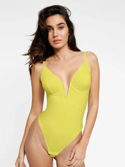 Shapewear Deep V-Neck Low Back Sculpting Thong Bodysuit