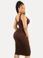 Shapewear Deep V-Neck Tummy Control Midi Dress