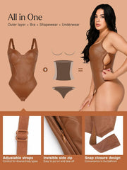 Shapewear Faux Leather Hourglass Corset Bodysuit