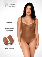 Shapewear Faux Leather Hourglass Corset Bodysuit