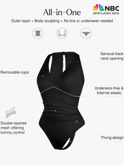 Shapewear Halter Cowl Neck Ruched Tummy Control Bodysuit