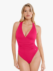 Shapewear Halter Cowl Neck Ruched Tummy Control Bodysuit