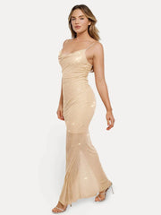 Shapewear Heat-Set Crystal Mesh Slimming Maxi Slip Dress