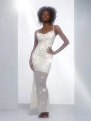 Shapewear Heat-Set Crystal Mesh Slimming Maxi Slip Dress