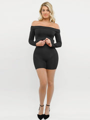 Shapewear Long Sleeve Off-the-Shoulder Bodycon Mini Dress