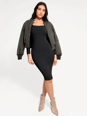 Shapewear Long Sleeve Square Neck Modal Slimming Midi Dress