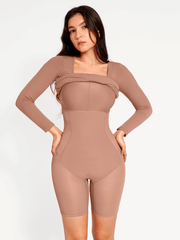 Shapewear Long Sleeve Square Neck Modal Slimming Midi Dress