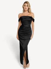 Shapewear Off Shoulder Shine Ruched Sculpting Maxi Dress