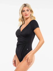 Shapewear Portrait Neckline Draped Sculpting Bodysuit
