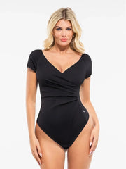 Shapewear Portrait Neckline Draped Sculpting Bodysuit