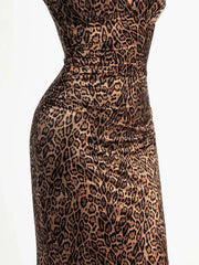 Shapewear Satin Deep-V Front Slit Maxi Dress