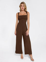 Shapewear Square Neck Tummy Control Wide Leg Jumpsuit