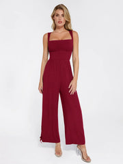 Shapewear Square Neck Tummy Control Wide Leg Jumpsuit
