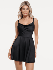 Shapewear Strappy Cowl Neck Fit & Flare Midi Dress