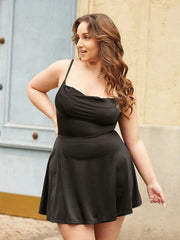 Shapewear Strappy Cowl Neck Fit & Flare Midi Dress