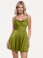 Shapewear Strappy Cowl Neck Fit & Flare Midi Dress