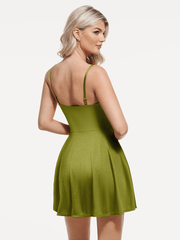 Shapewear Strappy Cowl Neck Tummy Control Flare Dress