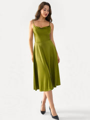 Shapewear Strappy Cowl Neck Tummy Control Flare Dress
