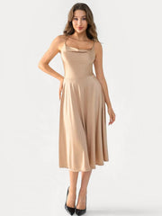 Shapewear Strappy Cowl Neck Tummy Control Flare Dress