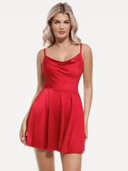 Shapewear Strappy Cowl Neck Fit & Flare Midi Dress