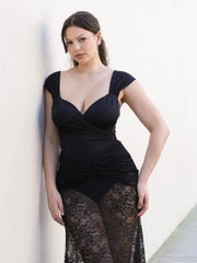 Shapewear Sweet-Heart Neckline Cap Sleeve Bodysuit