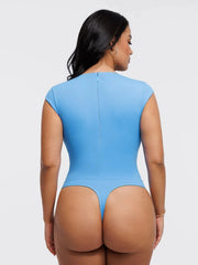 Shapewear V Neck Cap Sleeve Tummy Control Bodysuit