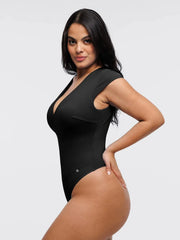 Shapewear V Neck Cap Sleeve Tummy Control Bodysuit