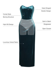 Strapless Velvet Ruched Sculpting Corset Gown