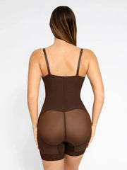 Shapewear Lace Deep V-Neck Sculpting Mid-Thigh Bodysuit