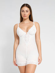 Shapewear Lace Deep V-Neck Sculpting Mid-Thigh Bodysuit