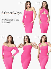 Shapewear Square Neck Long Sleeve Slimming Modal Maxi Dress