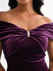 Velvet Twist Front Off-The Shoulder Sculpting Bodysuit
