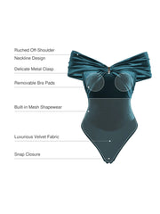 Velvet Twist Front Off-The Shoulder Sculpting Bodysuit