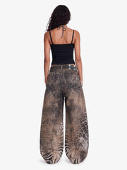 Thesupermade Distressed Animal Pattern 3D Print Jeans