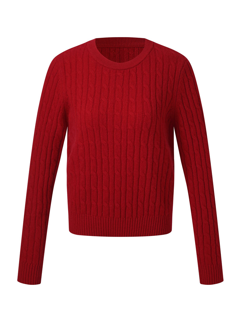 100% Wool Cable Knit Women Sweater